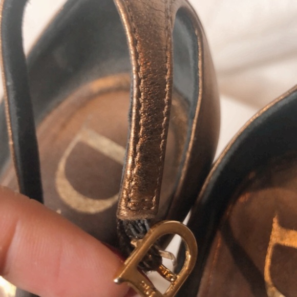 Dior wedged shoes 7.5 37.5 bronze gold gloss cork wedge authentic - Picture 7 of 16